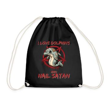 I Love Dolphins And Hail Satan Gothic Metal Ocean - Turnbeutel - Schwarz - Vorne