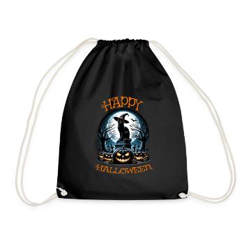 Scaredy Cat No Treats Just Halloween Tricks - Drawstring Bag - black - Front