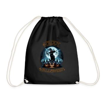 Scaredy Cat No Treats Just Halloween Tricks - Drawstring Bag - black - Front