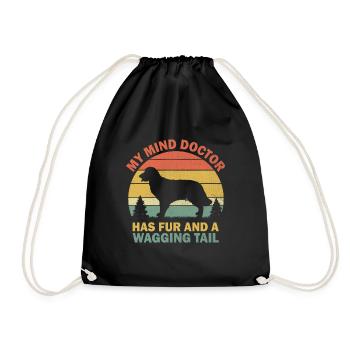 My Mind Doctor Hat Fell Und Einen Wedelnden Schwanz Golden R - Turnbeutel - Schwarz - Vorne