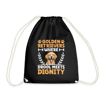 Golden Retrievers Where Drool Meets Dignity GR Dog - Drawstring Bag - black - Front
