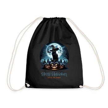 Happy Halloween, Scaredy Cat - Drawstring Bag - black - Front