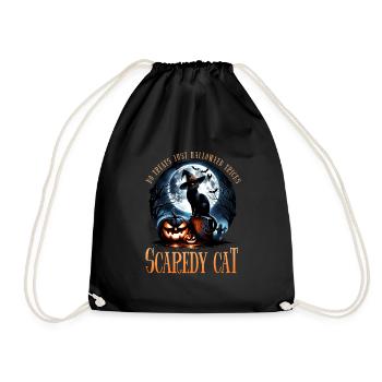Happy Halloween, Scaredy Cat - Drawstring Bag - black - Front