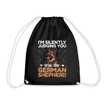 I'm Silently Judging You With My German Shepherd G - Drawstring Bag - black - Front