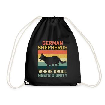 German Shepherds Where Drool Meets Dignity - Drawstring Bag - black - Front
