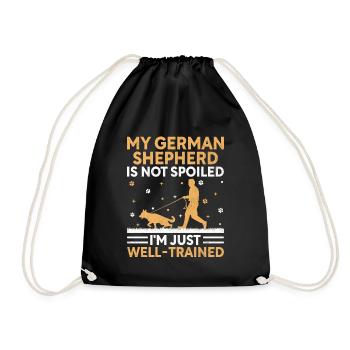 My German Shepherd Is Not Spoiled I'm Just Well Tr - Drawstring Bag - black - Front