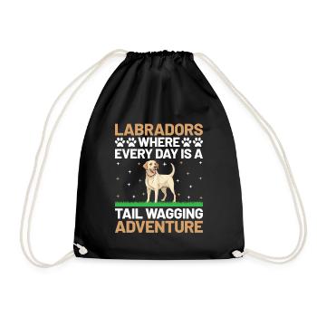 Labradors Where Every Day Is A Tail Wagging Advent - Drawstring Bag - black - Front