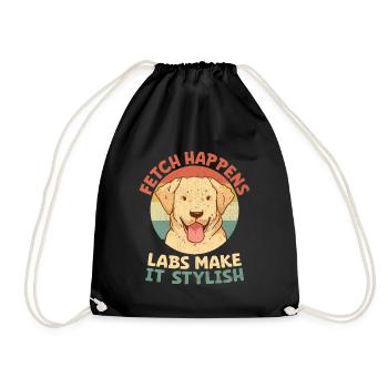 Fetch Happens Labs Make It Stylish Labrador Retrie - Drawstring Bag - black - Front