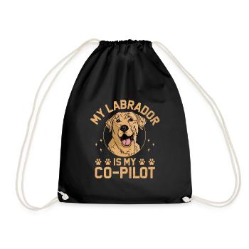 My Labrador Is My Co Pilot Lab Retriever Dog Retri - Drawstring Bag - black - Front