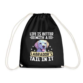 Das Leben Ist Besser Mit Dem Schwanz Eines Labradors Darin Labrad - Turnbeutel - Schwarz - Vorne