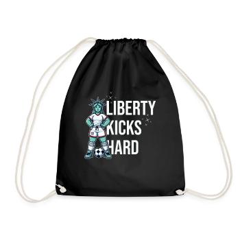 Liberty kicks hard patriotic sports design - Drawstring Bag - black - Front