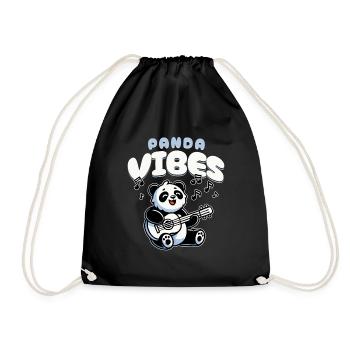 Panda Vibes Funny Music Loving Panda Design - Drawstring Bag - black - Front
