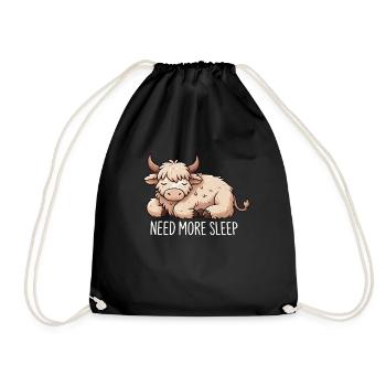 Need More Sleep Highland Cow Funny Cute Animal - Turnbeutel - Schwarz - Vorne