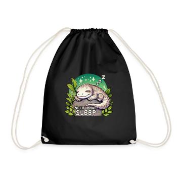 Need More Sleep Funny Lizard Humor Pajama - Drawstring Bag - black - Front