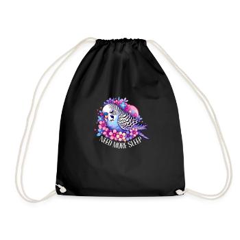Need More Sleep Funny Budgie Bird - Drawstring Bag - black - Front