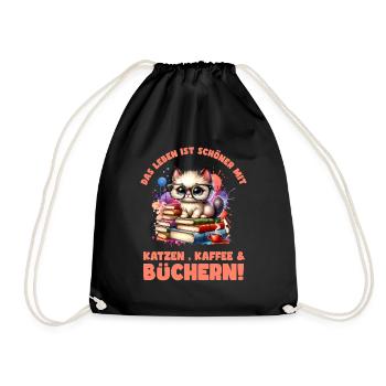 Reading is my hobby - Life is more beautiful with - Drawstring Bag - black - Front