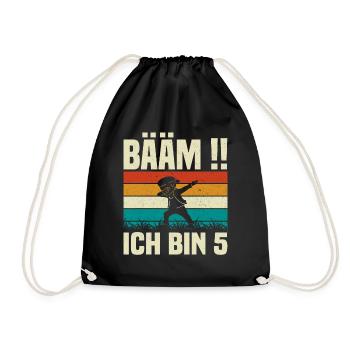 BÄÄM ich bin 5 Geburtstag - Turnbeutel - Schwarz - Vorne