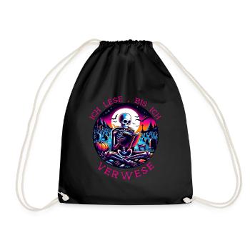 Reading is my hobby - Drawstring Bag - black - Front