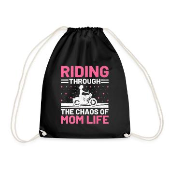 Riding Through The Chaos Of Mom Life Motorcyclist - Drawstring Bag - black - Front