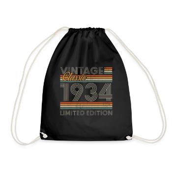 1934 Vintage Retro Birthday Gift - Drawstring Bag - black - Front