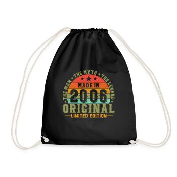 Vinatge 2006 Birthday Gift - Drawstring Bag - black - Front