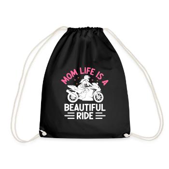 Mom Life Is A Beautiful Ride Motorcycling Biker - Drawstring Bag - black - Front