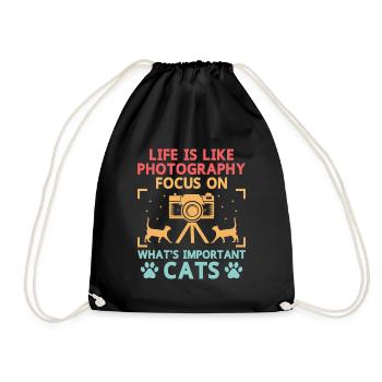 Cat Photographers Cat Lovers Photograpy Cats Photo - Drawstring Bag - black - Front