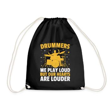 Drummers We Play Loud But Our Hearts Are Louder Dr - Drawstring Bag - black - Front