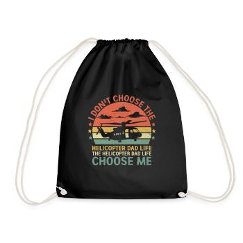 The Helicopter Dad Life Choose Me Aviator Pilot Fa - Drawstring Bag - black - Front