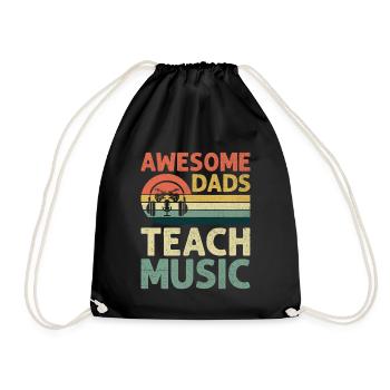 Awesome Dads Teach Music Teacher Musician Teaching - Drawstring Bag - black - Front