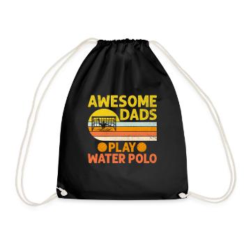 Awesome Dads Play Water Polo Aquatic Polo Player F - Drawstring Bag - black - Front