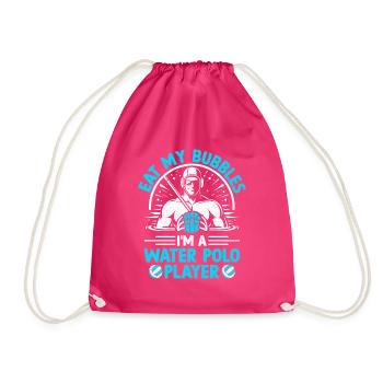 Eat My Bubbles I'm A Water Polo Player Aquatic Pol - Drawstring Bag - fuchsia - Front