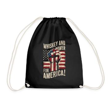 Whiskey And Power For America Patriotic Fist Flag - Drawstring Bag - black - Front
