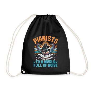 Pianists To A World Full Of Noise Piano Player Pia - Drawstring Bag - black - Front