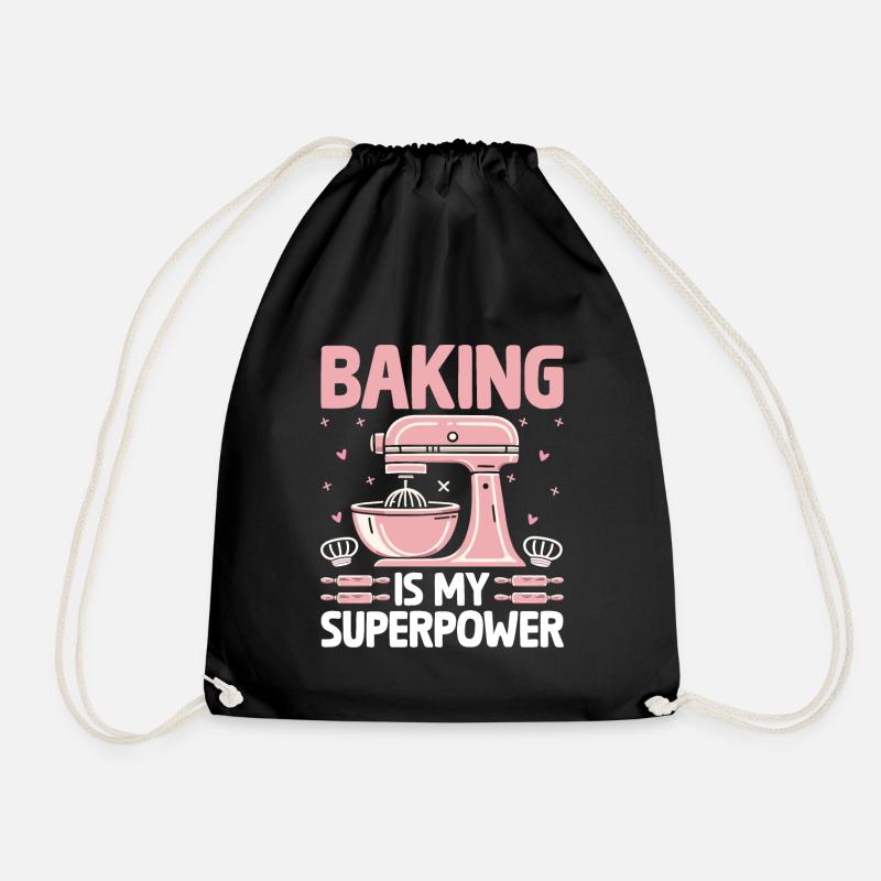 Backen ist meine Superkraft Konditorei Bäcker Bake Bäcker - Turnbeutel - Schwarz