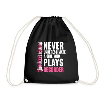Ne sous-estimez jamais une fille qui joue de la flûte à bec Musi - Sac de sport léger - noir - Devant