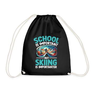 L’école est importante, mais le ski est plus important - Sac de sport léger - noir - Devant