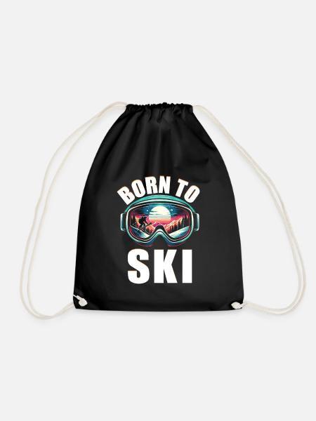 Born To Ski Skifahren Skifahrer Wintersport Ski - Turnbeutel - Schwarz