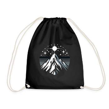 Mountain Snow Skiing Skier Ski Winter Sports Skis - Drawstring Bag - black - Front