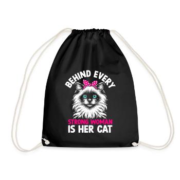 Derrière chaque femme forte se cache son chat Ragdoll Lover - Sac de sport léger - noir - Devant