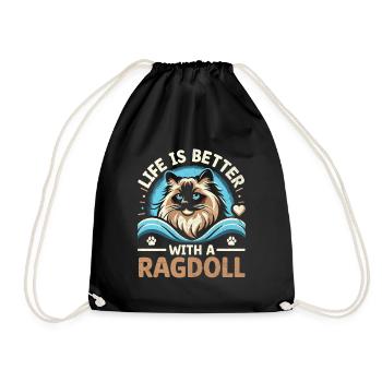 Das Leben ist besser mit einer Ragdoll Katzenliebhaber Ragdolls - Turnbeutel - Schwarz - Vorne