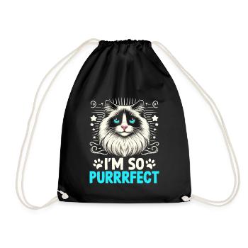 Ich bin so schnurrfrfect Ragdoll Liebhaber Ragdolls Katzen - Turnbeutel - Schwarz - Vorne