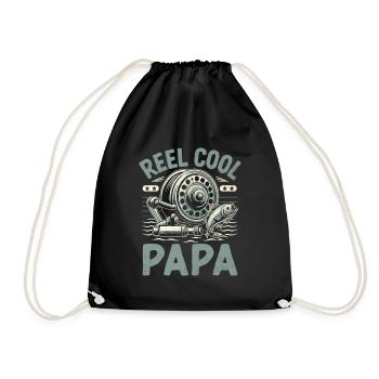 Reel Cool Papa Bass Fishing Angler Dad Fisherman A - Drawstring Bag - black - Front