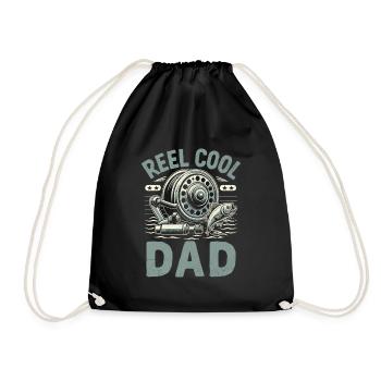 Rolle Cool Papa Barsch Angeln Angler Vater Fischer - Turnbeutel - Schwarz - Vorne