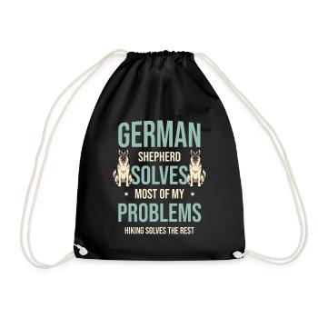 German Shepherd Solves Most Of My Problems Hiking - Drawstring Bag - black - Front