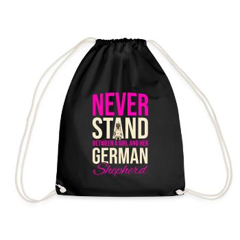 Stehe niemals zwischen einem Mädchen und ihrem Deutschen Schäferhund - Turnbeutel - Schwarz - Vorne