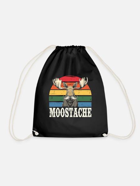 Moustache Bart Bärtig Elch - Turnbeutel - Schwarz