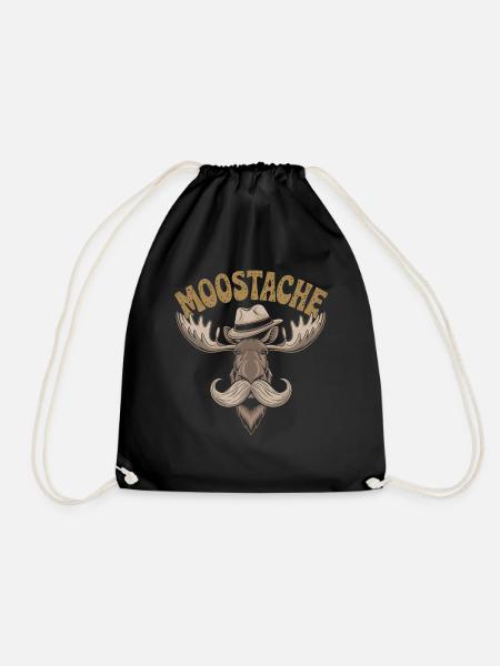 Moustache Bart Bärtig Elch - Turnbeutel - Schwarz