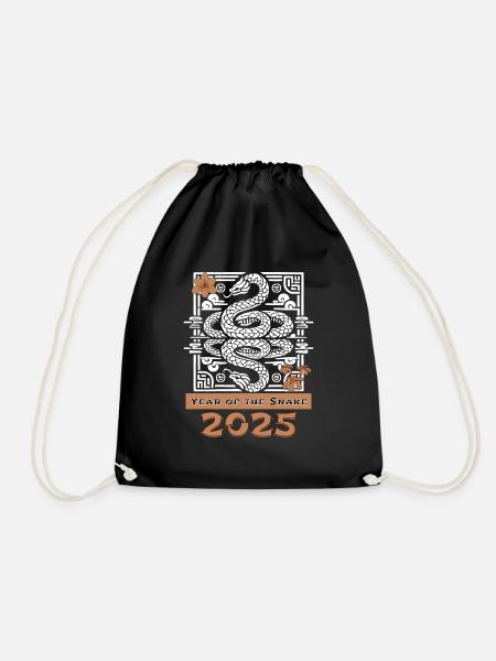 Year Of The Snake 2025 Chinesisches Horoskop - Turnbeutel - Schwarz