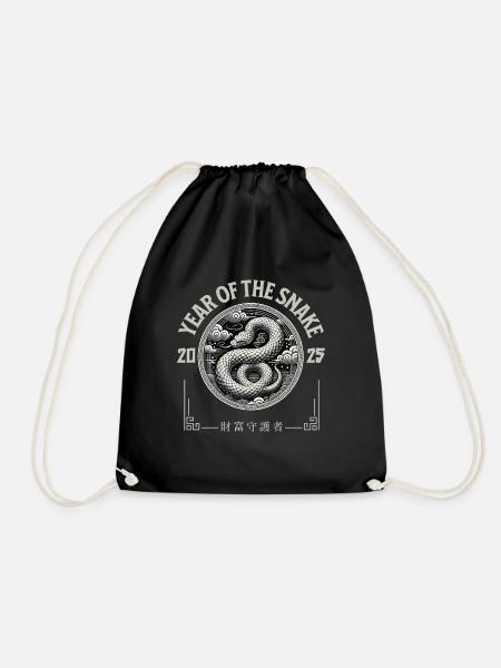 Year Of The Snake 2025 Chinesisches Horoskop - Turnbeutel - Schwarz